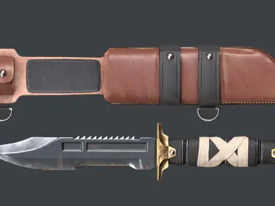 Game ready tactical knife asset Low-poly 3D model