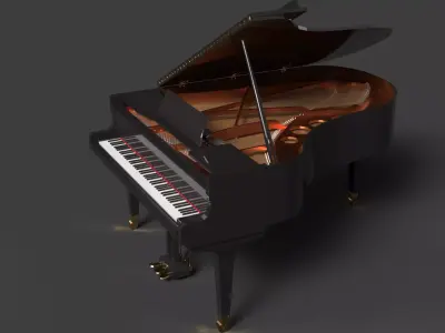  Chinese black grand piano  Low-poly 3D model