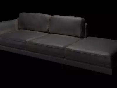 Black Leather Sofa 3D model