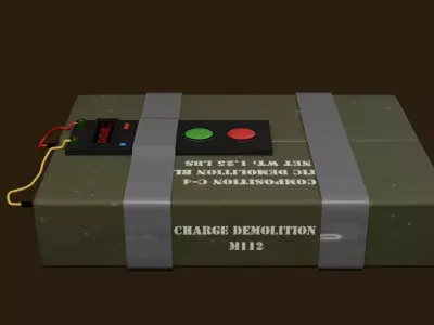 C4 Plastic Explosive Time Bomb - Game Ready Military Asset Free low-poly 3D model