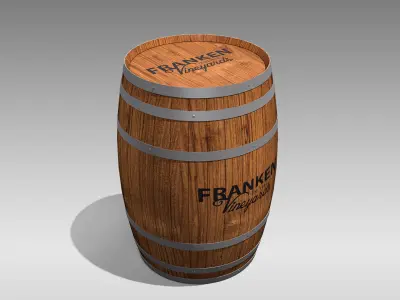Wooden Barrel Low-poly 3D model 16