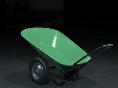 Gardening Cart GreenPainted Low-poly 3D model