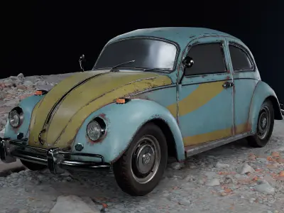 Game-ready Volkswagen Beetle - 1967 Low-poly 3D model