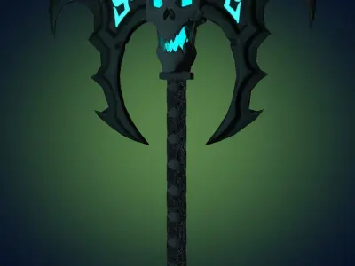 Skull Dark Metal Axe Melee Weapon PBR 3D model Free 3D model