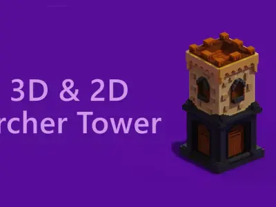 Voxel Archer Tower 3D And Isometric Sprite 3D model