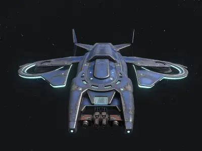 23spaceship spaceship flying in space Low-poly 3D model