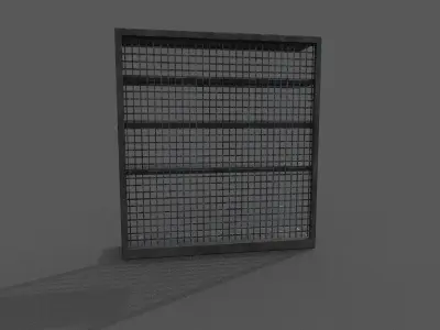 Aging shop supermarket unused single shelf rack Low-poly 3D model