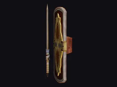 Sword Light Shield Armor Dagger Wooden Edged Cutting Rapier Low-poly 3D model