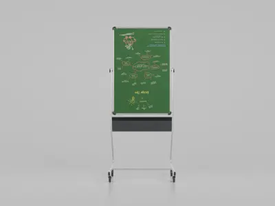Customizable Double-Sided Metal Greenboard Tall Writing Board Low-poly 3D model
