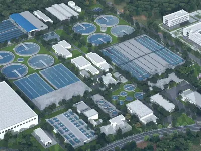 Wastewater treatment filtration plant 3D model get