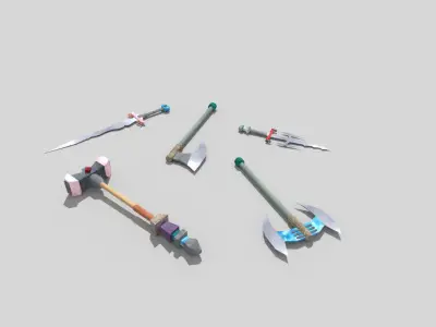 5 low poly fantasy weapons pack 4 Low-poly 3D model