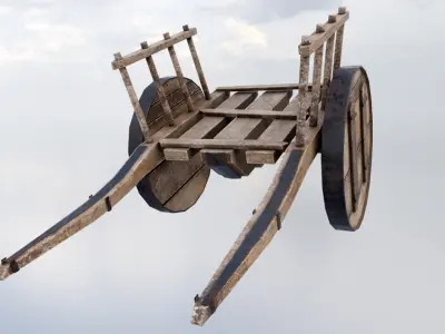 Wagon Wooden Cart Low-poly 3D model purchase