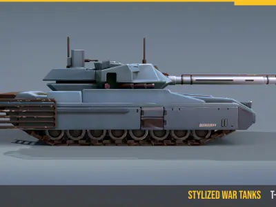 Stylized Tank T14 Armata Low-poly 3D model