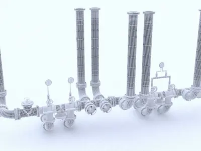 Pipeline2 pipes and valves 3D model