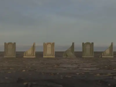 Hand Sculpted cemetery gravestones part 8 Low-poly 3D model