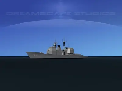 USS Bunker Hill CG-52 LP Low-poly 3D model