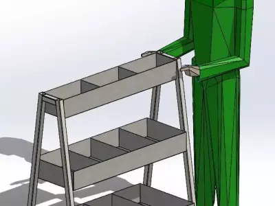 Trolley cart carrying assembly materials 3D model