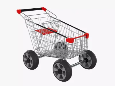 Shopping cart with large wheels 02 3D model