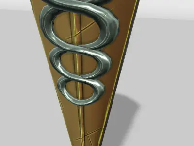 Stylized Brass and Steel Kite Shield Low-poly 3D model