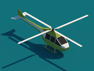 Cartoon Low Poly Helicopter Package Low-poly 3D model