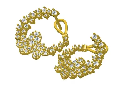 Antique Flower Branch Diamond Earring 3D print model