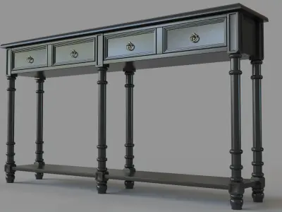 Classic Two Drawer Console Table Black 3D model