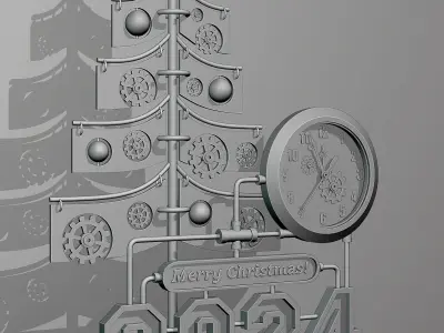 Steampunk Christmas table clock 3D model