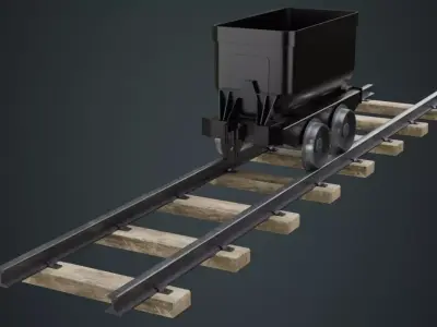 Mining Cart 1A Low-poly 3D model