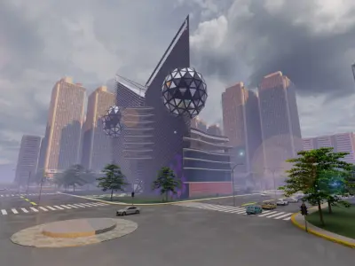 Skyscraper Deconstructivism Structure  Low-poly 3D model