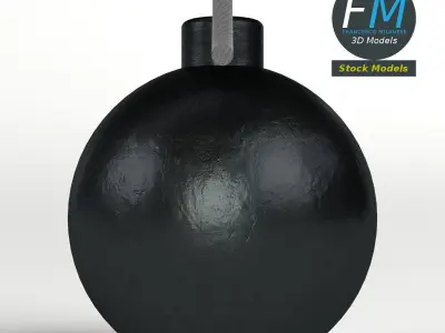 Bomb with fuse 3D model purchase
