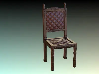 Antique Dining Chair Low-poly 3D model