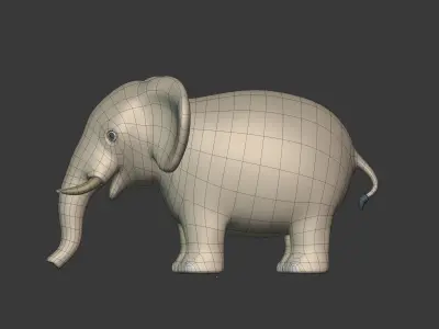 Cartoon Elephant Low-poly 3D model purchase