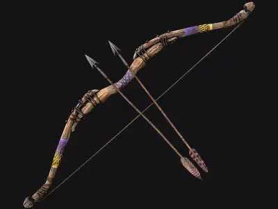 Medieval Wooden Bow Weapon Fair Shooter  Low-poly 3D model