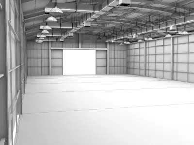 Factory and Aircraft Hangar High Detail 3D 3D model