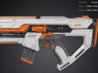 Orange and White Gun 3D model