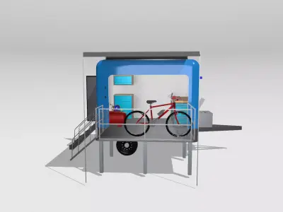 Mobile Bicycle Workshop Trailer 3D Model 3D model
