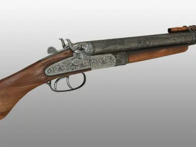 Zombie Hunter Sawed-off Shotgun Low-poly 3D model
