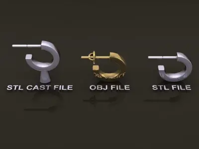 Earring Hoop Box Opened Back 7mm inside Width  3D print model