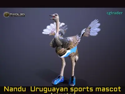 Nandu  Uruguayan sports mascot animated Low-poly 3D model