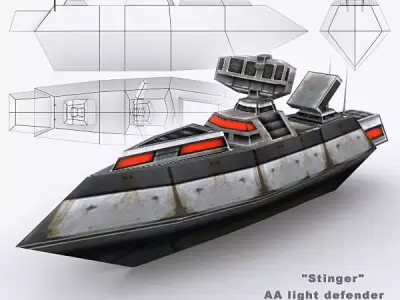 3DRT - Sci-Fi Naval Vessel - Stinger  Low-poly 3D model