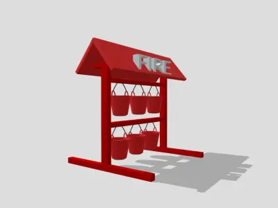Fire sand bucket red  Low-poly 3D model