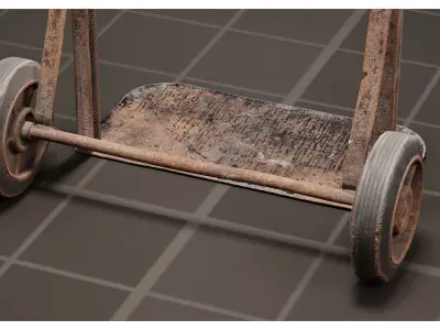 Old Rusty Metal Warehouse Hand Truck Cart Dolly Low-poly 3D model