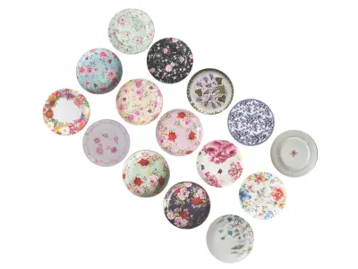 Floral Plates Set 3D model