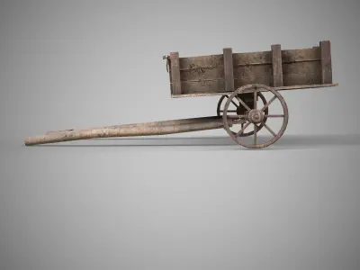 Low-poly 3D model of cart Low-poly 3D model