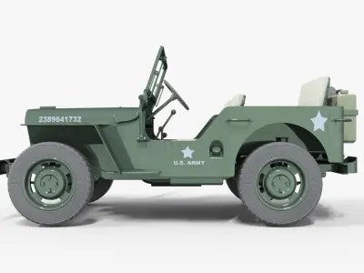 WW2 JEEP USA  Low-poly 3D model