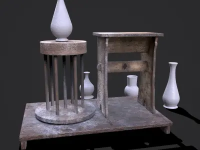 Earthenware Jugs and Pottery Wheel Design One  3D Model Pack