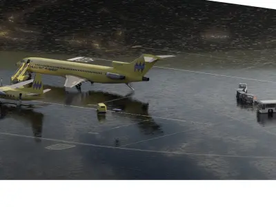 1970S FLEET Boeing 727-200  DC-9-30 and FOKKER F27 3D model