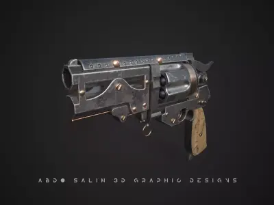 Revolver silver Free 3D model