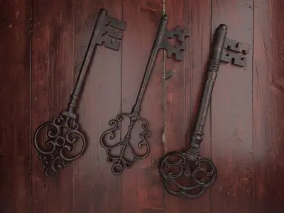 Skeleton keys 3pcs Low-poly 3D model