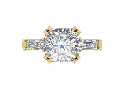 Asscher Solitair Ring 3D print model buy